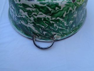 Vintage Graniteware Green & White Swirl Wash Pan 5