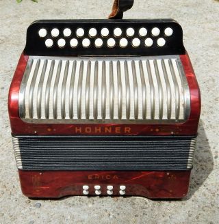 Vintage Hohner Erica Diatonic Accordion in C/F Made in Germany 10