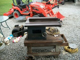 VINTAGE CRAFTSMAN CAST IRON TABLE SAW PAT 1938 WITH 1 H.  P.  BELT DRIVEN MOTOR 12