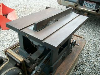 VINTAGE CRAFTSMAN CAST IRON TABLE SAW PAT 1938 WITH 1 H.  P.  BELT DRIVEN MOTOR 3