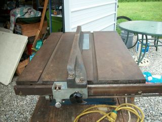 VINTAGE CRAFTSMAN CAST IRON TABLE SAW PAT 1938 WITH 1 H.  P.  BELT DRIVEN MOTOR 8