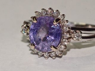 Rare Colour Change Sapphire 2.  52 Ct And 0.  80 Ct Diamond 18k Gold Ring
