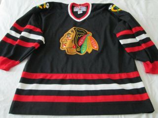 Vintage Ccm Chicago Blackhawks Maska Knit Nhl Hockey Jersey L Made In Canada