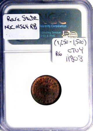 1863 Winona Minnesota Civil War Token Coe & Hayden Rare State NGC MS64 RB 4