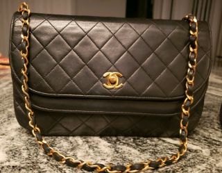 Authentic Vintage Chanel Double Flap Quilted Cc Logo Lambskin Bag W Dustbag