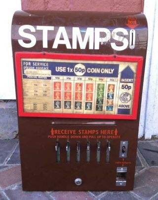 Rare Vintage British Uk Stamp Stamps Vending Machine Coin Operated