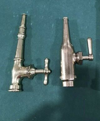 2 Rare Vintage Solid Brass Fire Nozzles