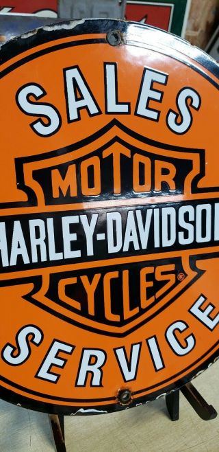 HARLEY DAVIDSON MOTORCYCLES SALES porcelain sign vintage DEALER motor oil 2