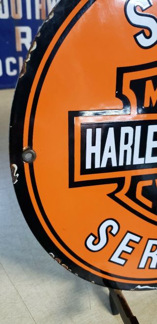 HARLEY DAVIDSON MOTORCYCLES SALES porcelain sign vintage DEALER motor oil 4