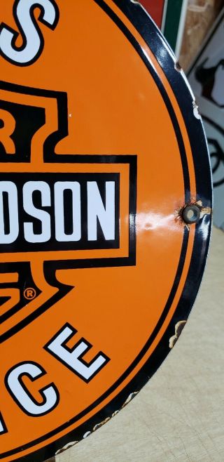 HARLEY DAVIDSON MOTORCYCLES SALES porcelain sign vintage DEALER motor oil 6