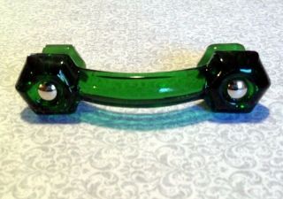 14 Emerald Green Glass Depression Cabinet Pulls Drawer Handles Vintage Style 3