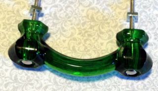 14 Emerald Green Glass Depression Cabinet Pulls Drawer Handles Vintage Style 5