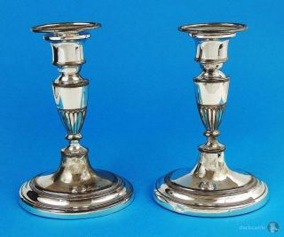 Lovely Pair George Iii Old Sheffield Plate Oval Candlesticks C1785 6 1/2 Inches