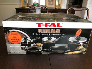 Vintage T - Fal Ultrabase 8 Piece Non - Stick Cookware Set Nib