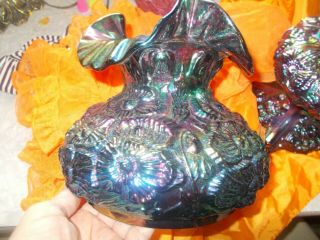 Fenton made for Levay Amethyst Carnival Glass GWTW Lamp (rare) 4