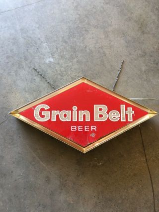 Grain Belt Beer Vintage Lighted Liquor Store Bar Hanging Light/sign 60’s Rare