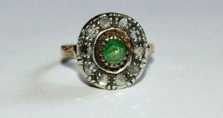 Fabulous Antique 18ct Gold Emerald & Rose Cut Diamonds Ring.  Georgian? Size L.