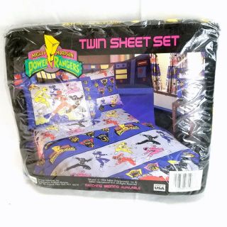 Vintage 1994 Mighty Morphin Power Rangers Twin Sheet Set Flat Fit Pillowcase