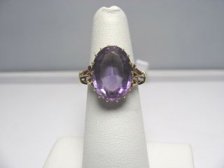 18k Yellow Gold Vintage Estate Amethyst Solitaire Ring Size 5 699 - 448
