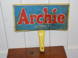 Vintage Archie Comic Metal Rack Double Sided Topper Sign