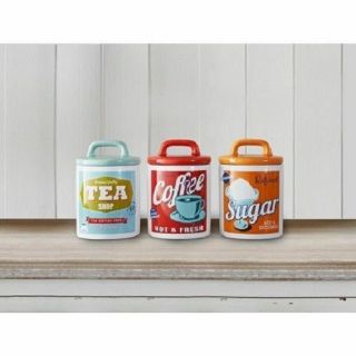 Retro Vintage Multicolour Ceramic Tea Coffee Sugar Storage Jars Canisters