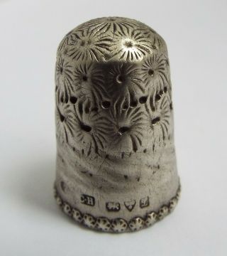 DECORATIVE ENGLISH ANTIQUE 1890 STERLING SILVER CHATELAINE BUCKET THIMBLE HOLDER 5