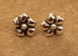 Vintage Tiffany & Co.  Cultured Pearl Flower Stud Earrings - Sterling Silver