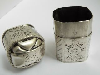 Decorative Rare Shaped Dutch Antique 1867 Solid Silver Peppermint Toothpick Box