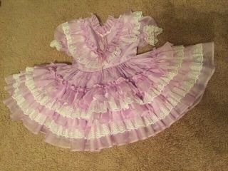 Vintage Lilo California Toddler Girls Dress Purple Ruffles Lace Full Circle 3t