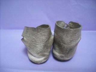 PAIR FRENCH ANTIQUE DOLL ' S LEATHER SHOES MARKED LP 8 4