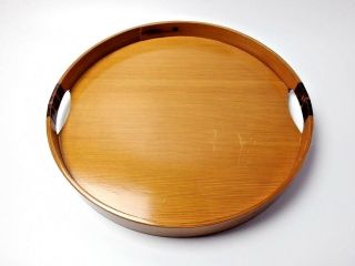 Japanese Antique Vintage Lacquer Wood Large Round Food Tea Serving Tray Chacha