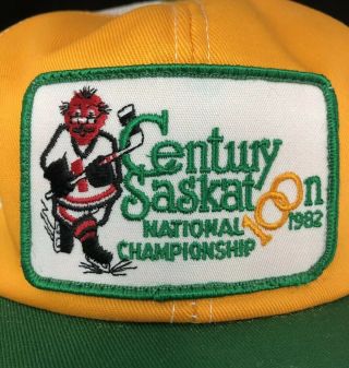 Vtg Century Saskatoon Mesh Trucker Hat SnapBack Big Patch K Brand Cap Hockey NOS 3