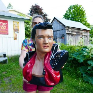 Large Vintage Elvis Presley Resin Bust Statue King Collector Nostalgic Life Size