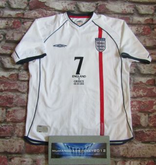 David Beckham Large England V Greece Football Shirt Rare Jersey Vintage Retro