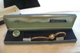 Vintage Hamilton Ladies Watch 14k White ? Gold & 1/4 Ct Diamond Total Weight