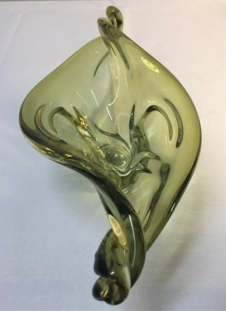 Green Chalet Lorraine Art Glass Bowl Vase Canada Vintage