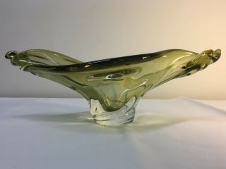 Green Chalet Lorraine Art Glass Bowl Vase Canada Vintage 2