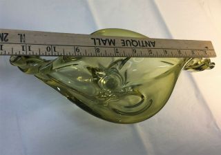 Green Chalet Lorraine Art Glass Bowl Vase Canada Vintage 4