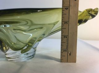 Green Chalet Lorraine Art Glass Bowl Vase Canada Vintage 7