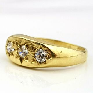 Vintage 9ct Gold Three Stone Gypsy Ring Size Uk T Us 10 Eu 61 Hallmarked