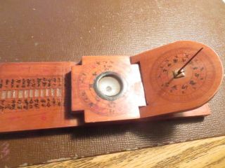 Antique China Precious Wood Sundial Compass Sun Dial Clock Vintage Oriental