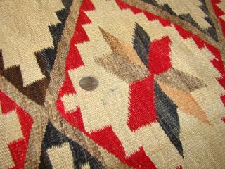 Antique Navajo Rug Native American Weaving Blanket with Step Diamonds and Stars 12