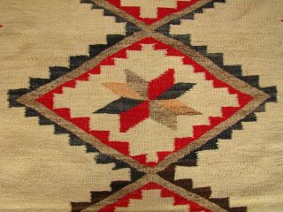 Antique Navajo Rug Native American Weaving Blanket with Step Diamonds and Stars 5