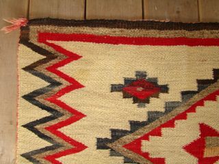 Antique Navajo Rug Native American Weaving Blanket with Step Diamonds and Stars 6
