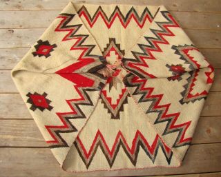 Antique Navajo Rug Native American Weaving Blanket with Step Diamonds and Stars 7