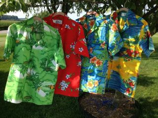 Vintage Hawaiin Shirts Medium Size Group Of 4 1960s - 80s Hilo Hattie,  Kole Kole