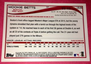 MOOKIE BETTS 2014 Topps Update BLACK Rookie RC Card US - 26 55/63 VERY RARE 2