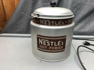 Vintage Nestles Hot Fudge Soda Shop Aluminum Dispenser Electric Heat Complete