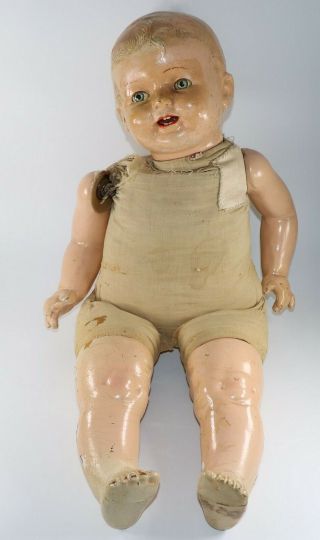 Large Antique 25 " Composition And Cloth Baby Doll Tin Sleepy Eyes 1930 