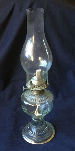 Vintage Glass Oil Lamp Lantern Rare 34cm Light Clear Large China Birds